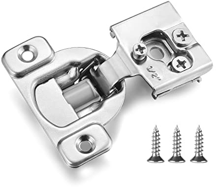Vallecloud (4 Pack) 1/2 Inch Overlay Soft Close Cabinet Hinges, Kitchen Concealed Hinges for Face Frame Door, European Hinges with Brushed Nickel