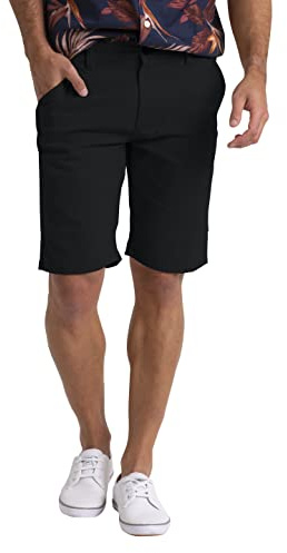 westAce Mens Summer Chino Shorts Slim-fit 9 Classic Cotton Casual Golf Beach Holiday Joggers Essential Half Pant All Waist Size 30W-40W (Black, 30W)