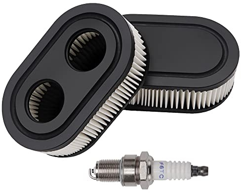 VooGenzek 3 Stücke Rasenmäher Luftfilter mit 1 Zündkerze Kompatibel mit Briggs & Stratton Motoren 798452 593260, Rasenmäherfilter Ersetzen