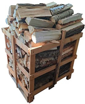 VBChome Leña de madera dura, cantidad 200 kg, media paleta, madera de roble, álamo temblón, abedul, troncos de 30 cm, leña seca, fogatas y horno, estufas de chimenea, leña, selección de 10500 kg,