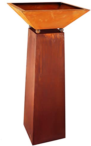 Rostikal Edelrost Blumensäule 88 cm Vintage Gartendeko Pflanzschale Balkon Dekoration