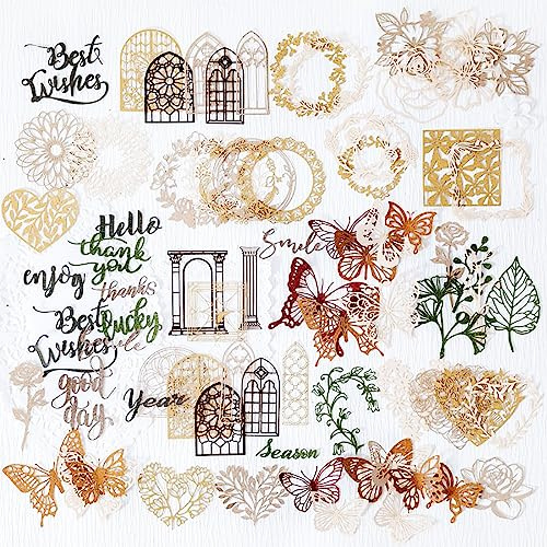 Papel de Encaje Decorativo, 60 Pcs Corte de Encaje Hueco, Decorativo Scrapbooking, Papel Troquelados Scrapbooking para Album de Recortes, Tarjeta de Bricolaje