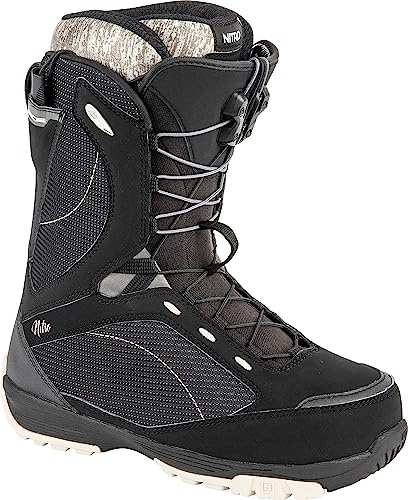 Nitro Damen Monarch TLS '24 All Mountain Freestyle Schnellschnürsystem Boot Snowboardboot, Black-Sand, MP 26.5 // EU 40 2/3 // US WMN 9