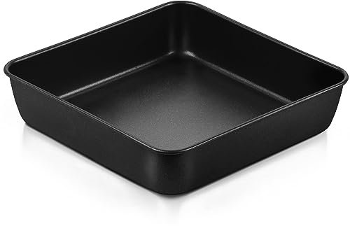 P&P CHEF Square Baking Pan, 8 Inch Square Cake Lasagna Brownie Pan for Nonstick Baking Roasting, Stainless Steel Core with Non-stick Coating, Oven & Freezer Safe, Non-toxic & Easy Cleaning