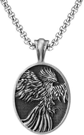 TYMONT Colgante Ave Fénix Inmortal De Estaño Puro, Collar Colgante Sello De Estaño Puro Personalizado Para Hombre Y Mujer