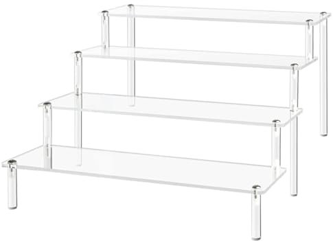 XZMCAT Espositore per scale in acrilico, 4 livelli, organizzatore profumo, per trucchi, cupcake, supporto in acrilico per figurine, gioielli, cupcake, rossetto, smalto, spezie, ecc