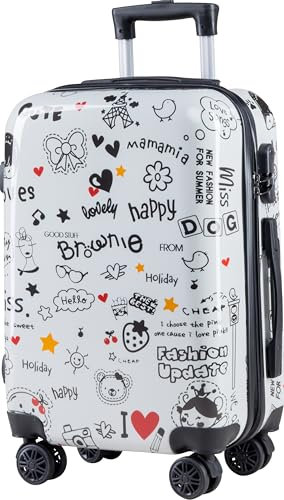 Xonic Design Reisekoffer - Hartschalen-Koffer mit 360° Leichtlauf-Rollen - hochwertiger Trolley mit Zahlenschloss Polycarbonat in M-L-XL oder Set (M, Love)