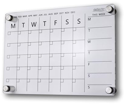 Deflecto A3 Wandmontagesystem Acryl Wochen-/Monatsplaner 42 cm x 29,7 cm, ideal für Aktivitäten, Erinnerungen, Hausaufgaben, Mahlzeitenplanung