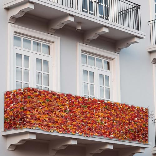 Mendler Balkonsichtschutz N77-500x150cm Ahorn rot-gelb | Sichtschutz, Windschutz, Verkleidung für Balkon Terrasse Zaun