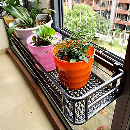 ASHILD Hängegeländer-Pflanzgefäß, Zaun-Metall-Topfständer, Balkon-Hängegeländer-Pflanzkorb, Blumentopfhalter, für Terrasse, Balkon, Veranda, Zaun, 80 x 25 x 12 cm