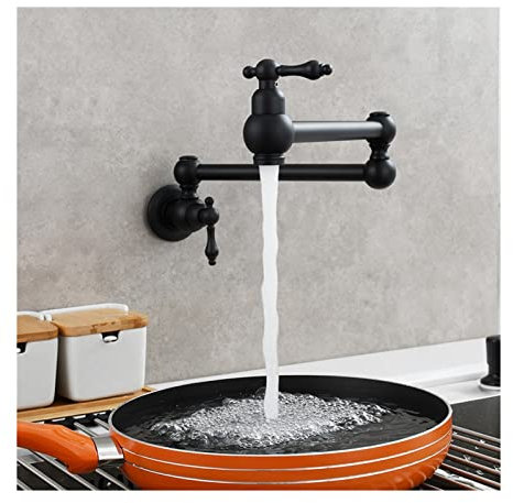 Topffüller-Wasserhahn, Unterputz-Einzel-Kaltwasser-Wasserhahn, Küchenherd, kann gedehnt und verlängert werden, Wasserhahn, Mopp, Pool, Waschbecken, Wasserhahn, Antik (schwarz, M)