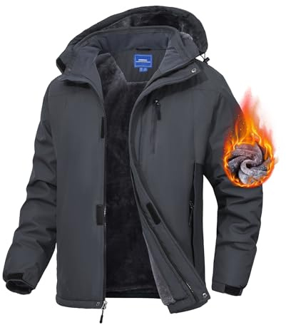 Zoofly Skijacke Winterjacke Herren Warm Wasserdicht Outdoor jacken für Männer Winddicht Snowboardjacke mit Abnehmbarer Kapuze