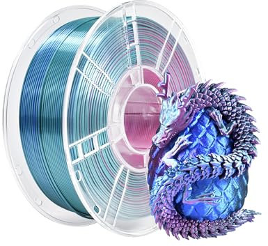 iBOSS Dreifarbige Seide PLA+ Filament 1,75 mm, seidiger Glanz, hohe Tenacity, FDM 3D-Drucker-Filament, Maßgenauigkeit +/- 0,02 mm, 1 kg Spule (2,2 LBS), Seide, Rot, Blau, Cyan