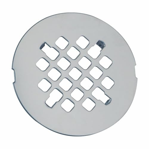 WELSAN - Tapa de desagüe de ducha cromada a presión, de acero inoxidable de 4-1/4 pulgadas de diámetro exterior, rejilla redonda fácil de instalar