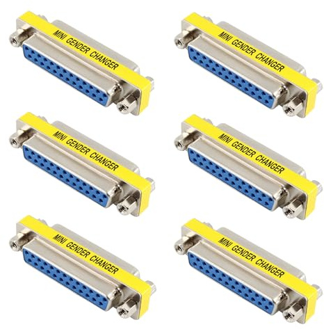 bociloy 6Pcs DB25 25Pin Female to Female Mini Gender Changer Coupler Adapter Serial Cable Gender Changer VGA Gender Changer