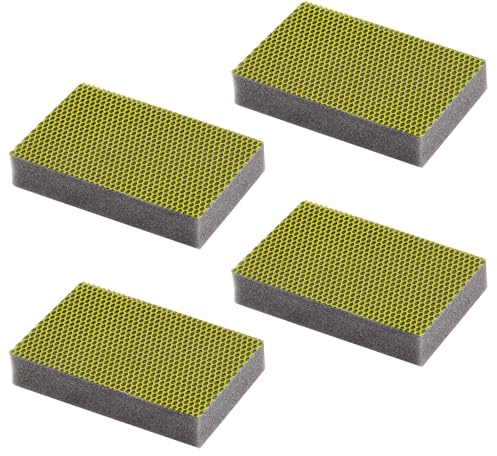 MAYA EVO XL Professional Scouring Pad for All Surfaces. Cleans without scratching. Does not leave fibre residues. Machine washable. Dimensions 9 x 13,5 x 2,6 cm. Pack 4 Scouring pads - (Yellow)