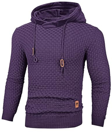 TARAINYA Felpa Uomo Maglione Cappuccio Manica Lunga Sweatshirt Casual Hoodies Coulisse Viola M