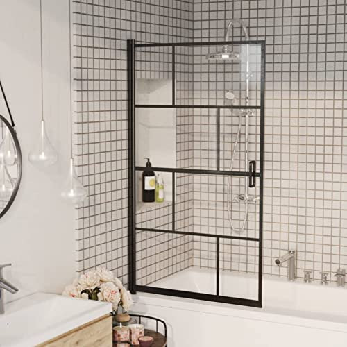 LAPOOH Duschkabine ESG, Duschabtrennung, Schiebetür Dusche, Duschwanddichtung, Duschkabinen Ersatzteile, Dusche Eckeinstieg, 80x140 cm Schwarz