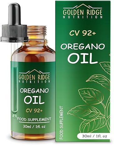 Oregano Oil Drops 100% Pure & Undiluted Potent Min 92% Carvacrol | 30ml Max-Strength Wild Mediterranean Essential Oil of Oregano Support for Cold, Cough, Sore Throat & Gut Health | Bottled in The UK