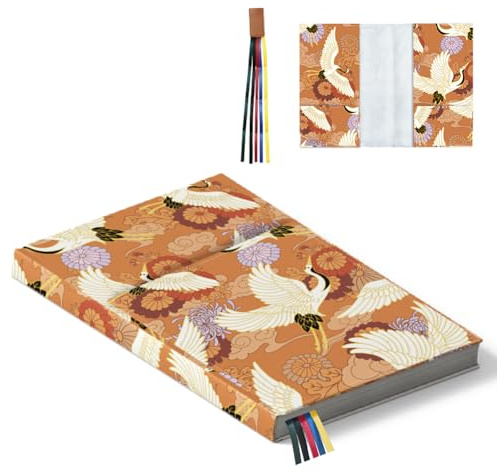 Hobbspring Buchumschläge Für Hardcover 32x22cm Kraniche Buchschutz Verstellbare Chrysanthemen Buchhülle Mit Lesezeichen Taschenbuch Buchumschlag Für Notizbücher Für Bibelliebhaber Zurück zur Schule