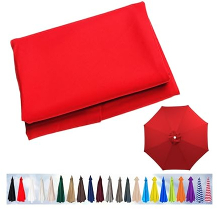 Chinimon Replacement Parasol Canopy, Garden Umbrella Cover 6/8 Arms, Patio Replacement Cover for 2m/2.3m/2.5m/2.7m/2.8m/3m/3.5m(Red,6ribs:200cm)