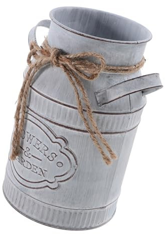 Alipis Jarrón De Metal Galvanizado Rústico Florero Decorativo De Estilo Vintage para Hogar Oficina y Jardín Resistente Al Agua y Duradero Diseño Elegante