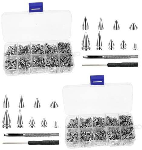 GWCYMYD 718PCS Ziernieten 6/6,6/7/8/8,8/10mm Killernieten mit Locher Schraubendreher Zinklegierung Punk Nieten Spitznieten für Lederjacken Gürtel Schuhe Geldbörsen