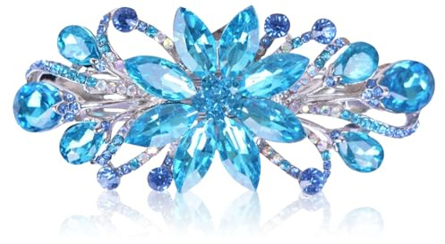 Goiern Blumen Luxus smycken design strass hårnål hårklämma idealisk mors dag present till mamma (himmelsblå)