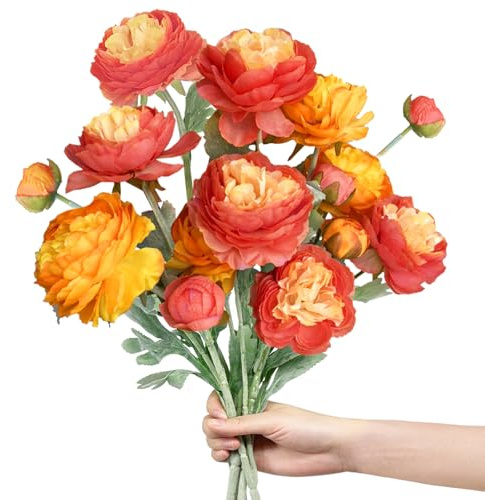 ROLLWAY 5 Bündel Kunstblumen Herbst Künstliche Blumen Wie Echt Pfingstrosen, Herbstblumen Künstlich Kunstblumenstrauß Kunst Blumenstrauß Herbststrauß Künstlich Seidenblumen für Zimmer Tisch Draußen