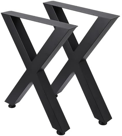 Tischbeine Metall 2 Stück, X Form Tischkufen Möbelbeine Tragkraft 200 Kg, H71 cm Vierkantrohr Rostschutz Mit Pulverbeschichtung Industrie Look Tischgestell aus Stahl für Esstisch Schreibtisch - B