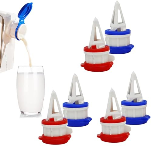 6 Pack Milk Bottle Pourer, Milk Jug Caps, Mil-k Top Pourers M-Ilk Top Pourers, Leak-Proof Spout with Lid, Easy Pouring for Paper Cartons, Family Gathering, Breakfast, Kitchen, Dairy Shoppe Use