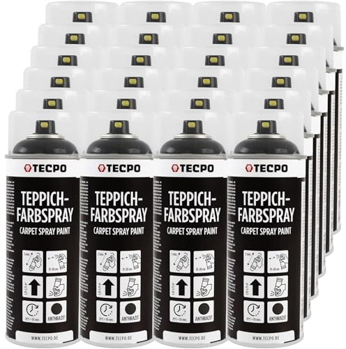 TECPO Spray de pintura para alfombras, 24 x 400 ml, color antracita, para alfombras, alfombrillas de coche, tejido de goma, plástico, tratamiento interior