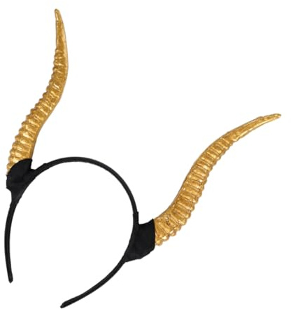 PLAFOPE Halloween Horn Headband for Women Adults, Funny Photo Props Hair Accessory, Golden Plastic Resin Material, Supple and Charming Design, for Cosplay and Scenes Decoration