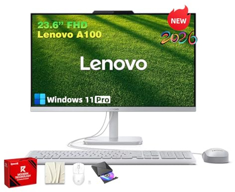 Lenovo 2025 All-in-One Desktop Computers, 24'' FHD Anti-Glare 250nits, Windows 11 Pro, Intel N100 4-Cores Processor, Home Desktop PC, Keyboard & Mouse, WiFi 6, Bluetooth (32GB RAM | 1TB SSD)