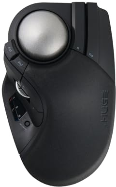 ELECOM Huge Plus Wireless Trackball Mouse, Ergonomic 52mm Large Ball, Multi-Connection Bluetooth, 2.4GHz Wireless, Wired, 10 Programmable Buttons, Rechargeable, Silent Clicks, for Windows PC Mac iPad
