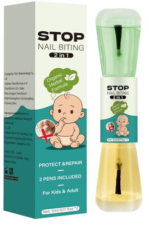 Nanmiyan Esmalte Amargo para Dejar de Morderse las Uñas - Corregir Malos Hábitos - Esmalte Para Dejar De Morderse Las Uñas Y Líquido Reparador - Para Casa Escuela Jardín De Infancia Niños Niñas