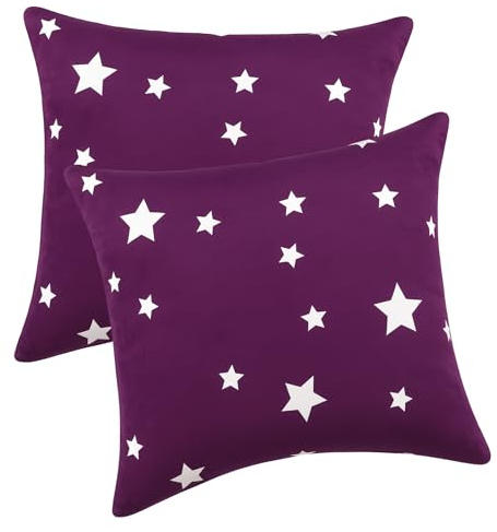 BaSaTex Winter Plüsch Kissenbezug, 2er Pack, 80x80 cm, Lila | Kuschelig Weich, Öko_Tex, Nicky Cashmere-Touch, Reißverschluss