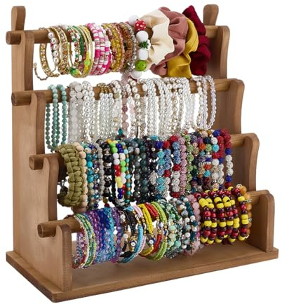 PH PandaHall 4 pisos Soporte De Pulsera De Madera Soporte De Pulsera Organizador Soporte De Almacenamiento Para Brazaletes Gomas De Pelo Relojes Y Joyería Adecuado Para Tiendas Minoristas