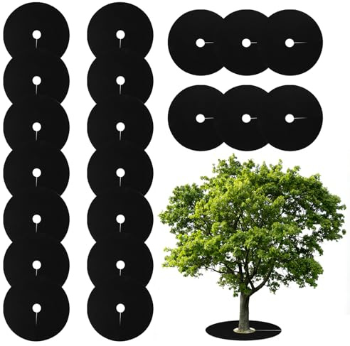 QIANAI Paquet De 20 Arbres et Anneaux de Paillage, Tapis de Protection pour Arbre pour Jardinage Couvre, Diamètre Extérieur 42/25cm Diamètre Intérieur 5/3cm (42)
