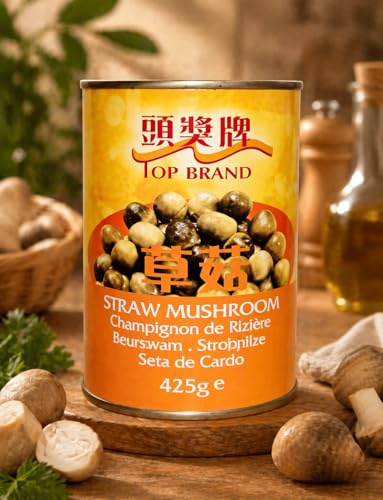 FAKHRI TOP Brand Straw Mushrooms 425g – Premium Quality Whole Mushrooms, Tender & Fresh, Ideal for Stir-Fries & Soups