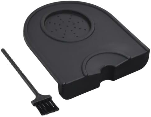 Premium Silicone Coffee Tamper Mat with Cleaning Brush, Anti-Slip Soft Tamping Mat for Espresso Machine, Universal Coffee Bar Accessories for Home and Cafe Station (12.6 x 14 x 3cm, Black)