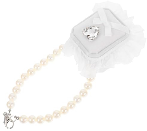 MAGICLULU Ringträger Kasten für Hunde aus Polyester Weiß mit Verlobungsring Etui und Romantischem Hochzeitszubehör für Haustiere bei Vorschlag und Hochzeit