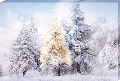 1art1 Weihnachten Poster Im Verschneiten Winterwald Bilder Leinwand-Bild Auf Keilrahmen | XXL-Wandbild Poster Kunstdruck Als Leinwandbild 120x80 cm