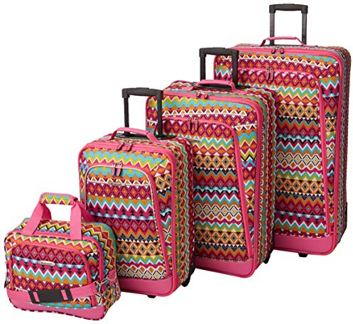 Rockland 4-teiliges Tribal Gepäck-Set mit Rädern, Deluxe, erweiterbar, 4-Piece Set (14/19/24/28), Stammeszugehörigkeit, Escape Softside Gepäck-Set, 4-teilig