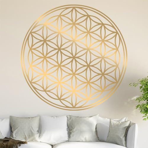 Kiwistar Flor de la Vida – Algodón Pared Adhesivo en 6 tamaños – – Vinilos Wall Sticker (30 x 30 cm, 91 Oro)