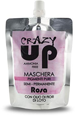 Crazy Up Maschera Colorante Senza Ammoniaca Semipermanente per Capelli - 200 ml (Rosa)