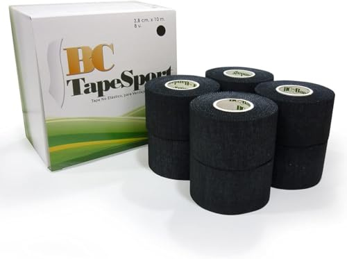 BC Sport Tape Boîte de 8 rouleaux 3,8 cm x 10 m (Noir)