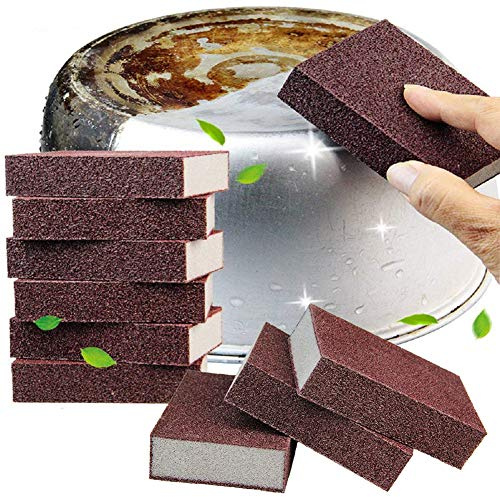 Qovydx 10 Pack Carborundum Sponges Nano Magic Emery Cleaning Sponge Rust Sponge for Pots and Pans Rust Remover Carborundum Nano Sponge