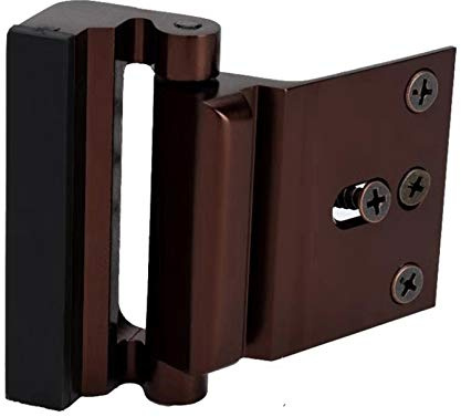 Door Reinforcement Lock with 4 Screws, Home Security Door Lock Stop for Toddler, Childproof Door Lock Night Lock Withstand 800 Lbs Brown