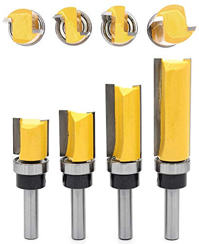 DingGreat 4 teilig 8 mm Schaft Bündigfräser, Nutfräser Holzschneider Professional Zubehör, Holz Fräser Router Bit Oberfräser